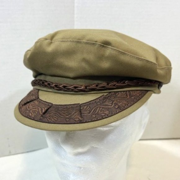 Traditional Greek Fisherman's Cotton Greenish Brown Cap Hat Size 58-7 1/4